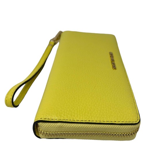 NWB Michael Kors Large Wristlet Sunshine Yellow Leather 35T7GTVE7L Dust Bag FS - Picture 1 of 10